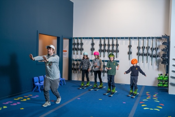 Kids in a group lesson at Shredder parents night out