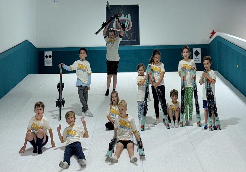 Group of kids celebrating a birthday party at Shredder Ski