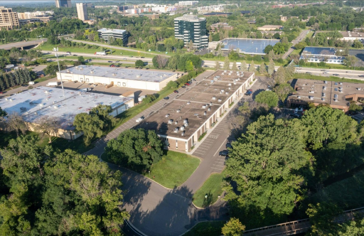 Aerial view of 5600 Lincoln Dr. in Edina, the building where Shredder Edina is being built
