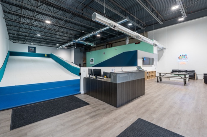Shredder indoor ski facility lobby and check-in