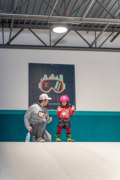 Kids and instructor on the indoor slope at Shredder Central Park