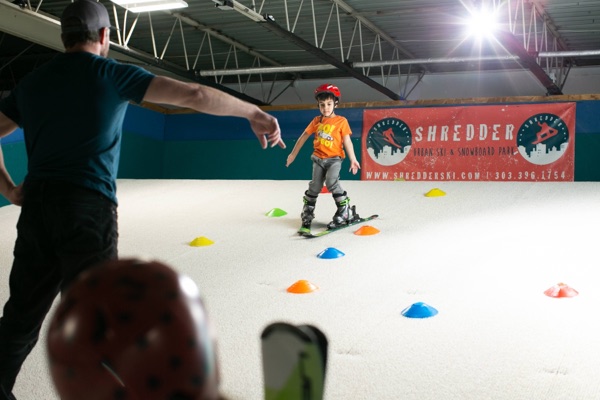 Child training at Shredder indoor ski and snowboard facility